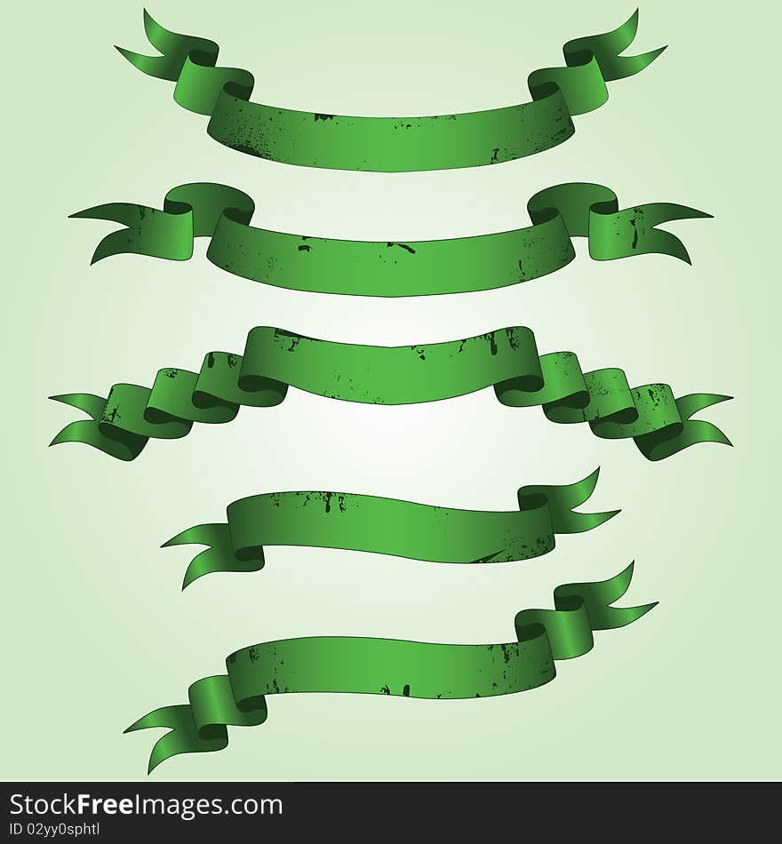 Old green banners. Vector illustration. Elements for design.