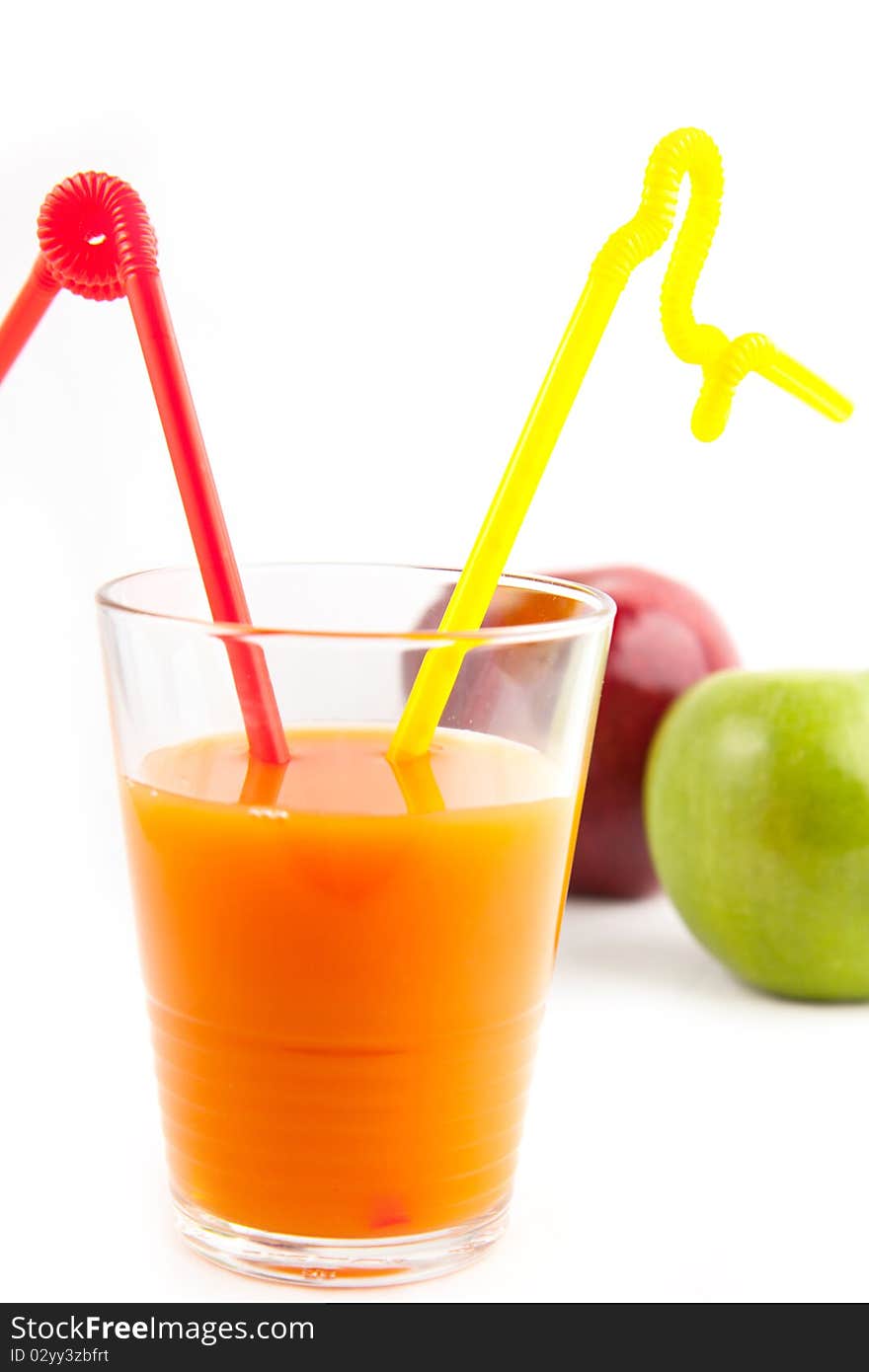 Orange Juice In Glass With Tow Straw