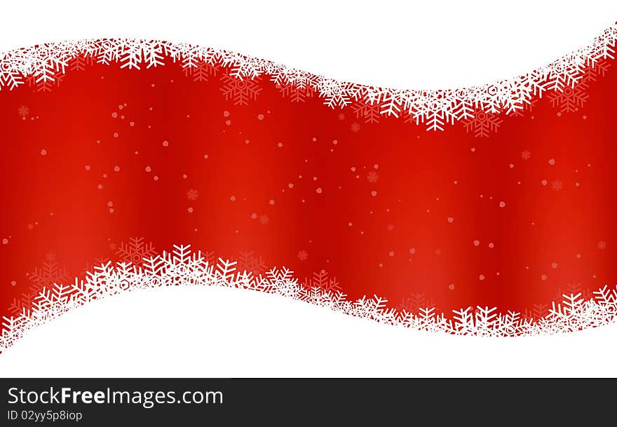 Red christmas background with snowflakes