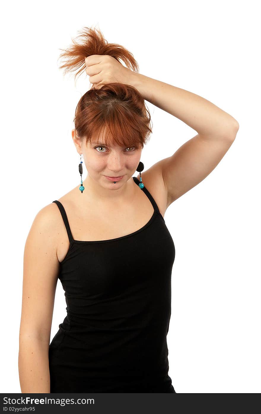 Portrait of smiling woman isolated on a white