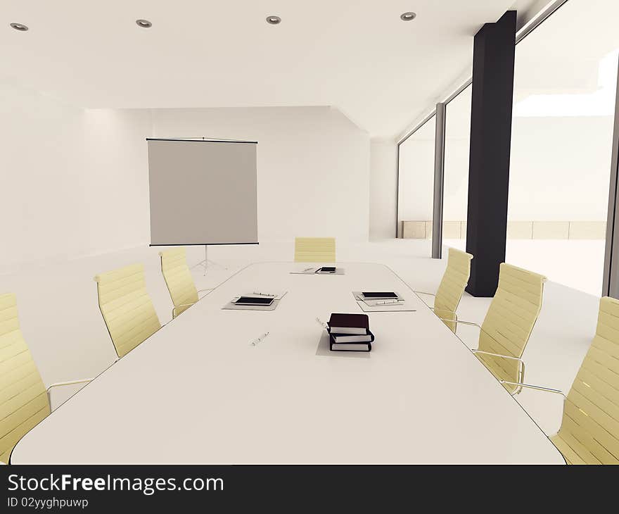 Modern comfortable interior office, 3d image. Modern comfortable interior office, 3d image.