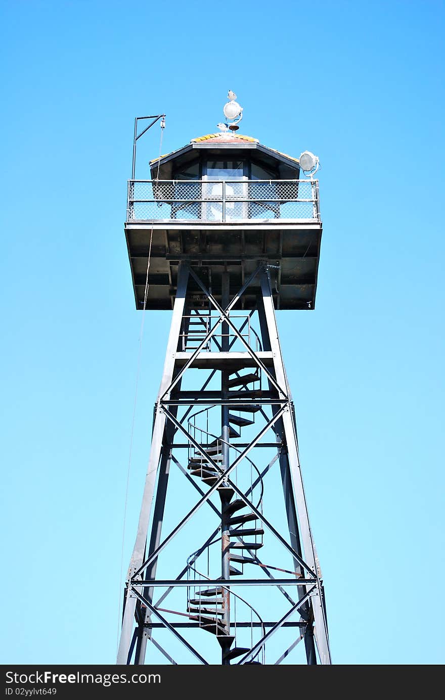 Alcatraz turret and blue sky