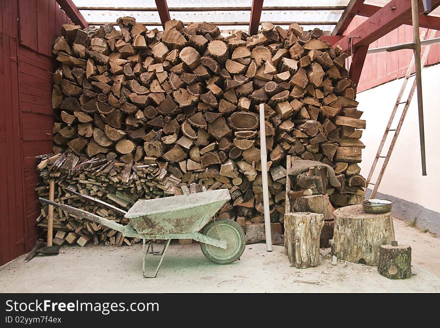 Pile of logs for firewood