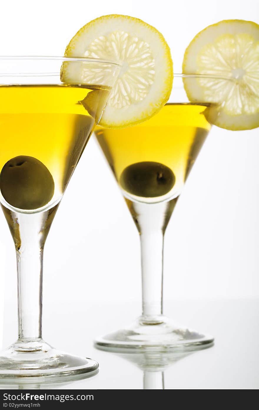 Two glasses with martini