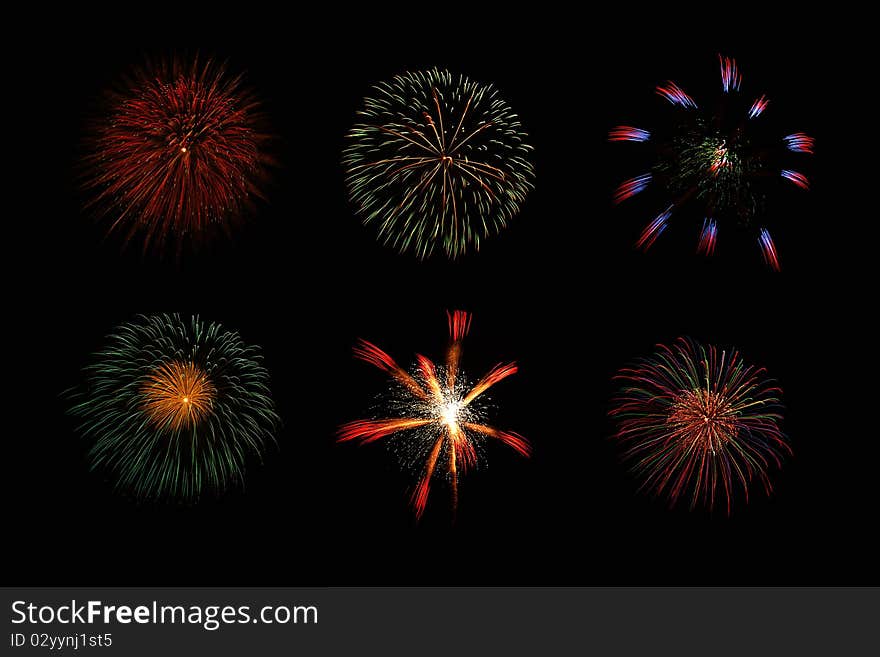 Set Of Colorful Fireworks