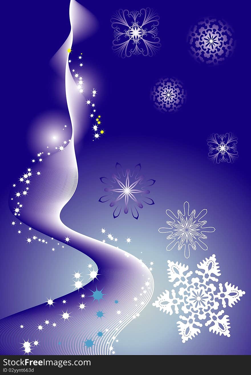 Winter background with snowflakes and lines. Winter background with snowflakes and lines