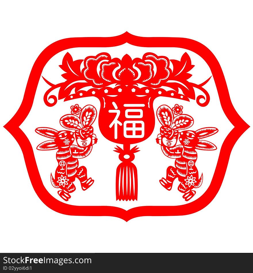 Chinese style of paper cut for year of the rabbit. Chinese style of paper cut for year of the rabbit.