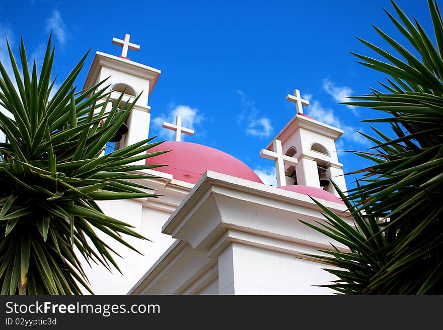 Greek Orthodox church near the Sea of Galilee (Kineret lake), Сapernaum, Israel. Greek Orthodox church near the Sea of Galilee (Kineret lake), Сapernaum, Israel