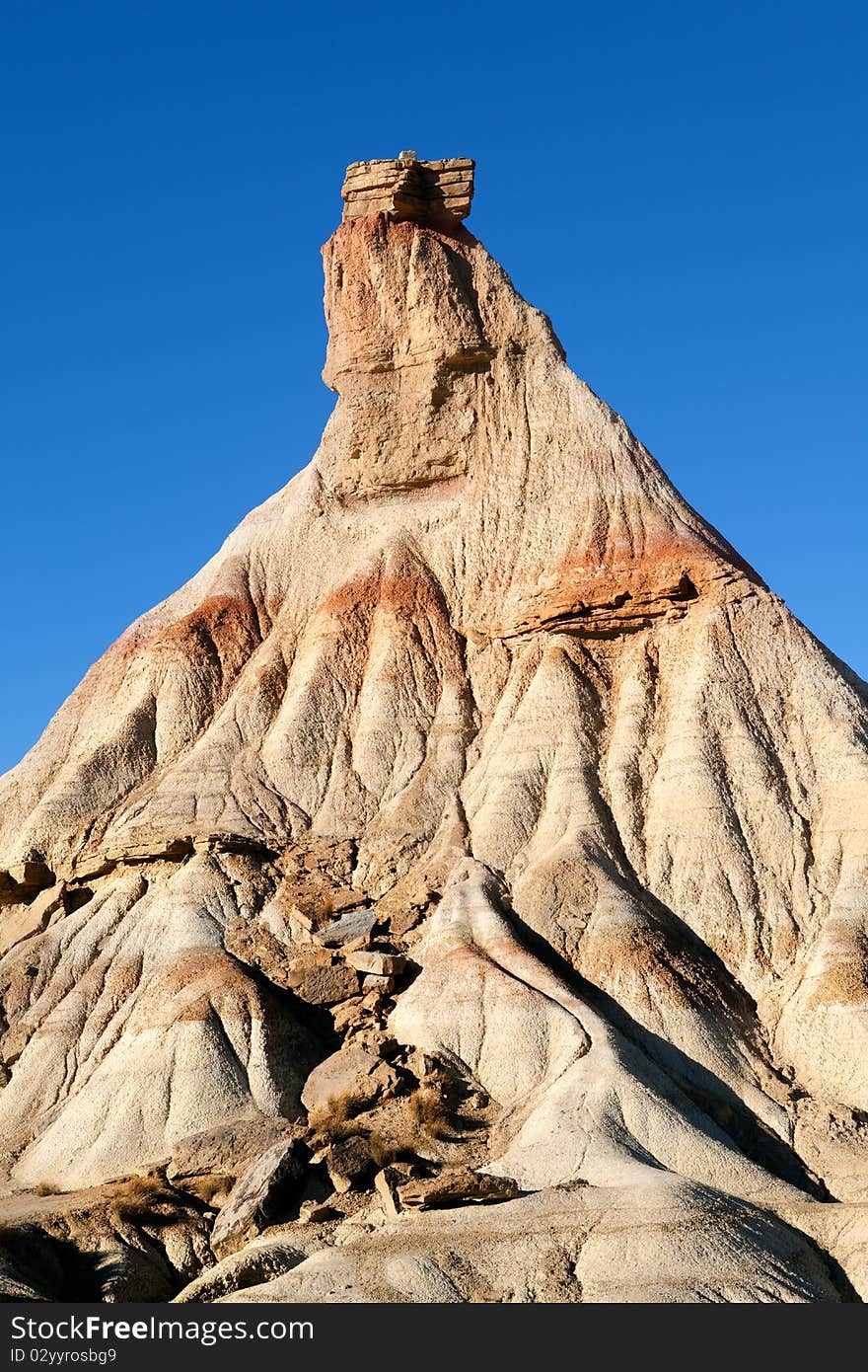 Detail of mountain desert against the blue sky