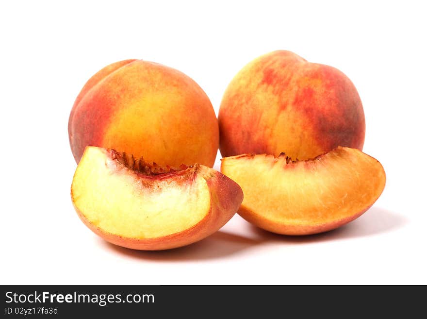 Peaches isolated on white background