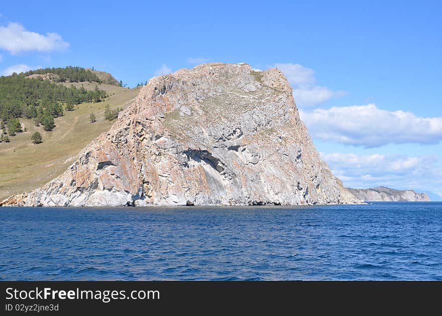 Baikal lake. View at rock. Baikal lake. View at rock.