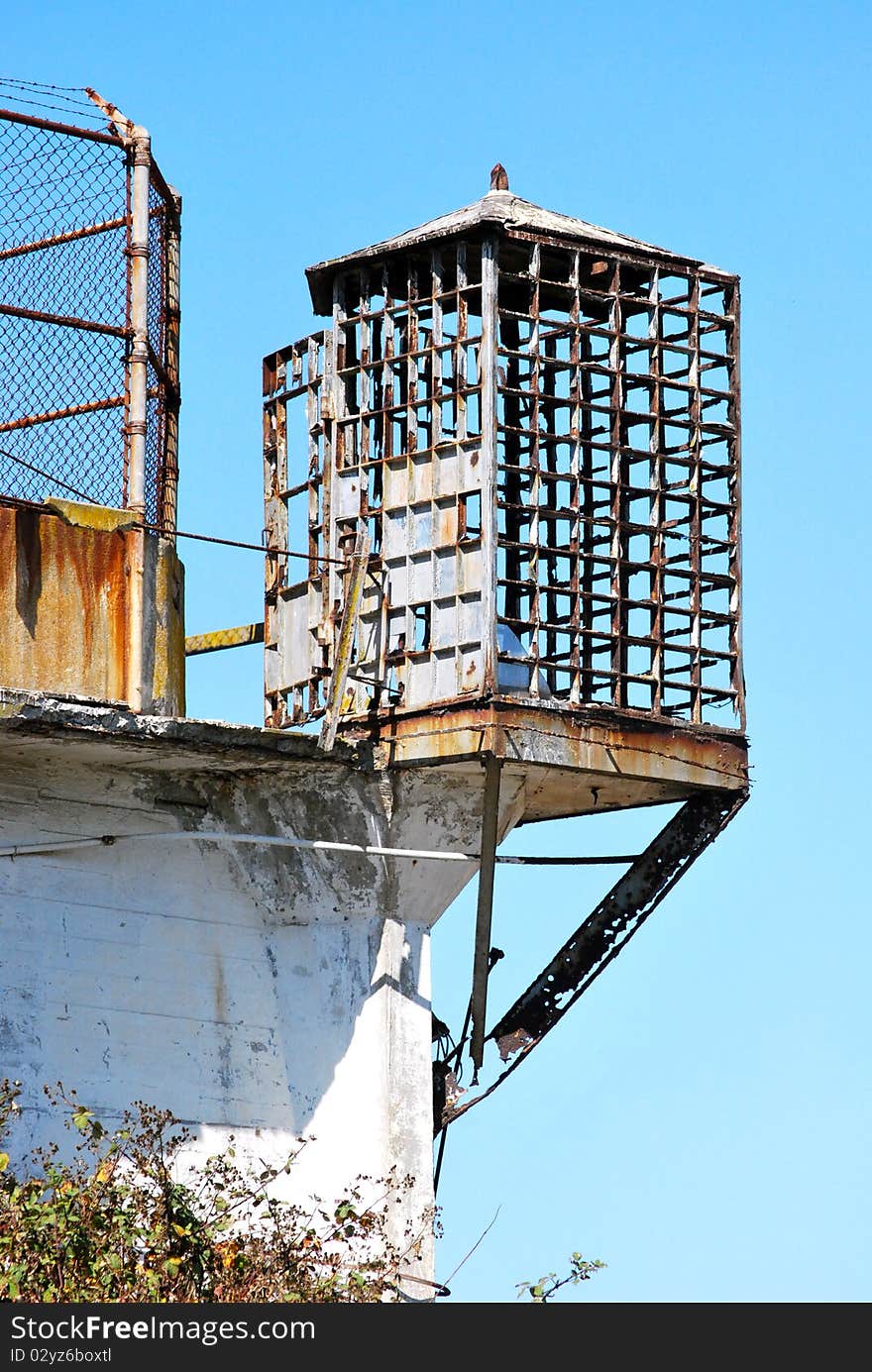 The historical cage in the penitentiary of alcatraz. The historical cage in the penitentiary of alcatraz