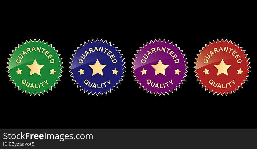 vector set of colorful labels for promotion with words guaranteed quality