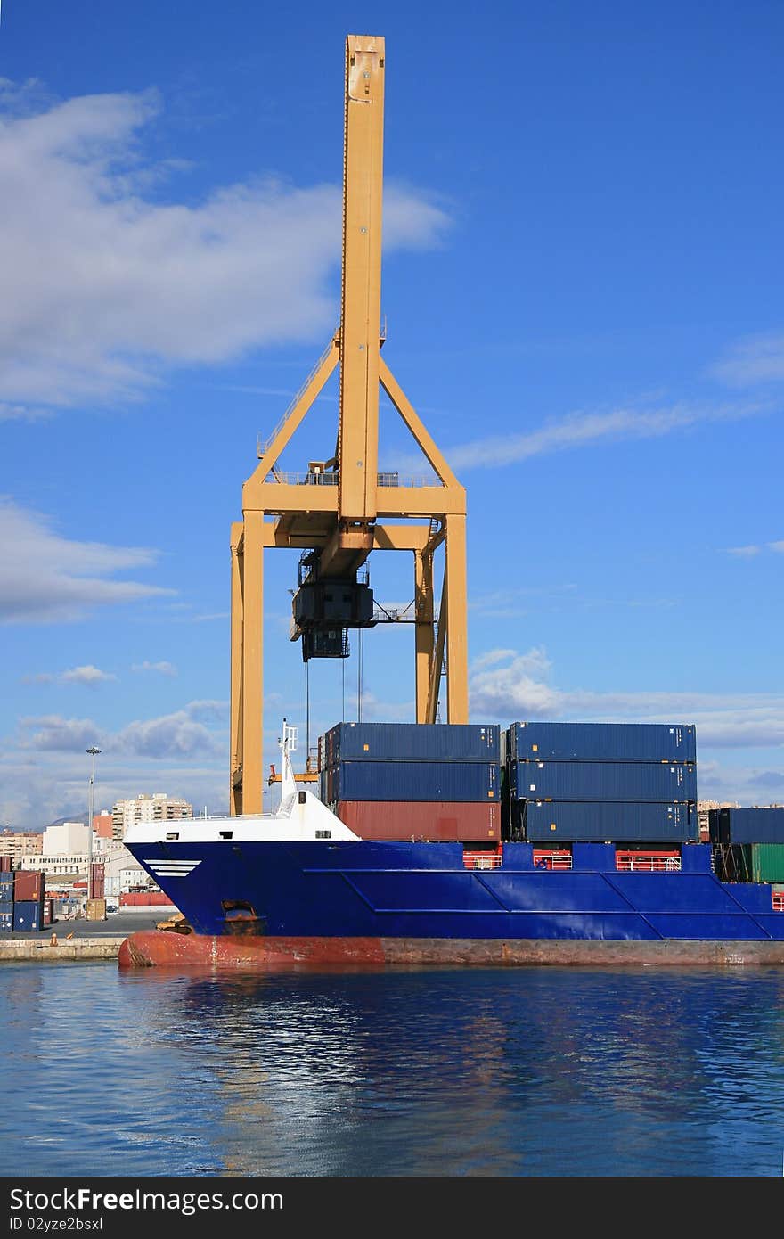 Motor vessel tied up for cargo. Motor vessel tied up for cargo