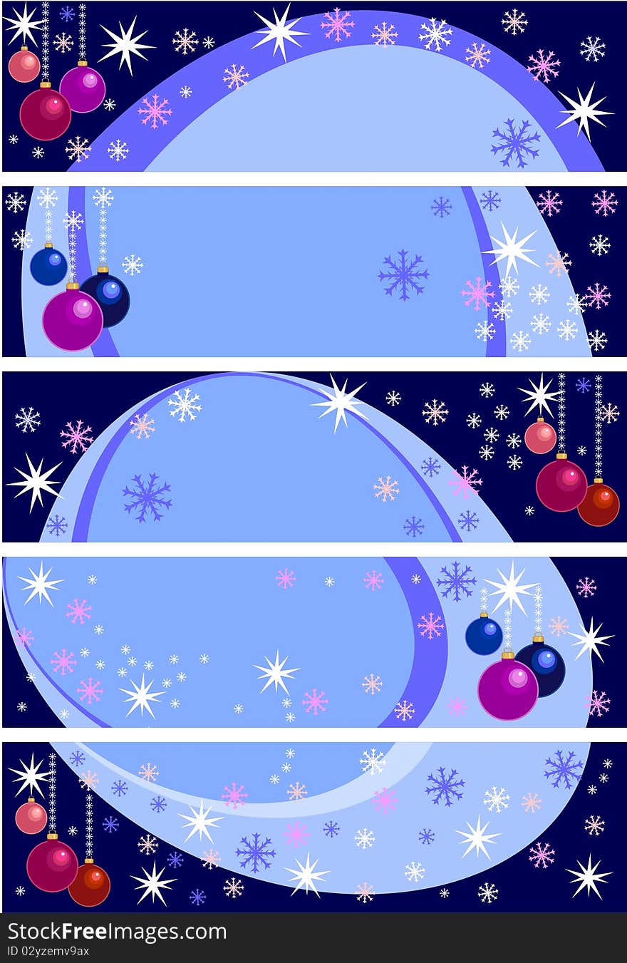 Christmas banner with Christmas balls of different colors