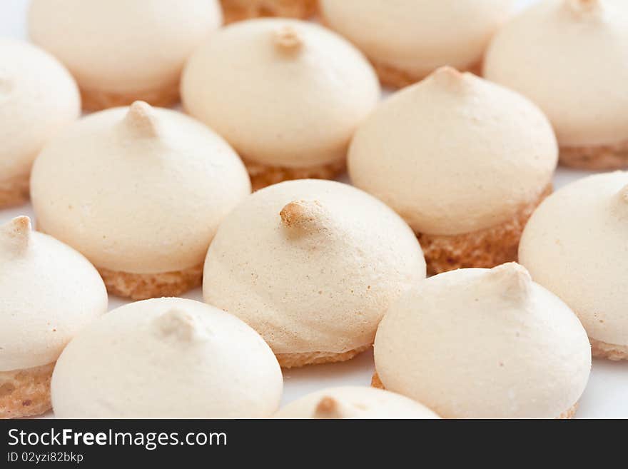 Close up of round biscuits. Food background.