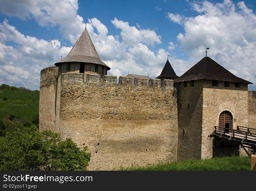 Entrance view of the Khotyn Fortress. Khotyn, Ukraine