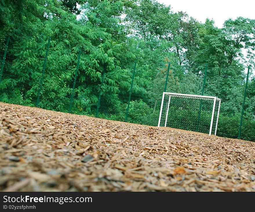 View of a soccer goal at the park