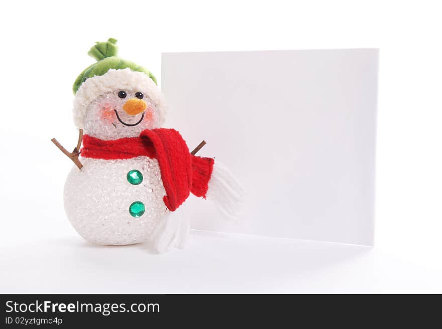 Snowman with blank banner to add text or design, Christmas image. Snowman with blank banner to add text or design, Christmas image