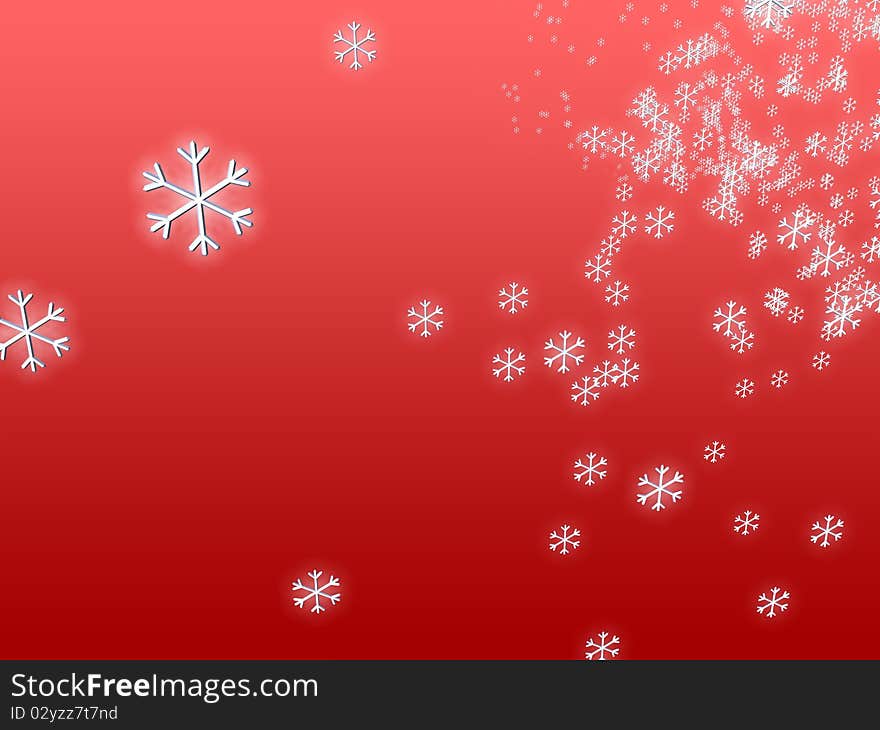 Cloud of 3D-modelled snowflakes representing notions such as winter, Christmas, as well as New Year's Eve