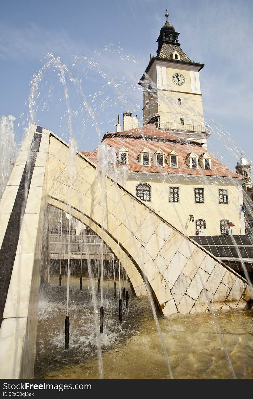 Fountain in the central square of Brasov