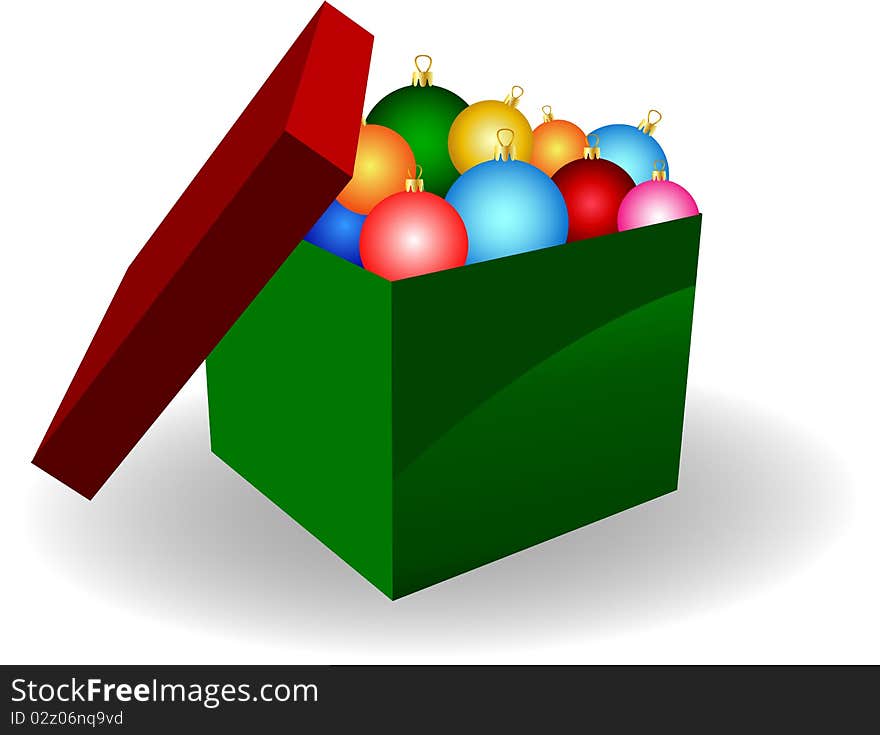 Illustration of christmas balls in a box