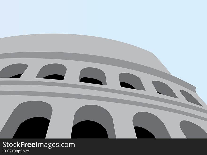 Illustration of the Roman Colosseum in Rome, Italy.