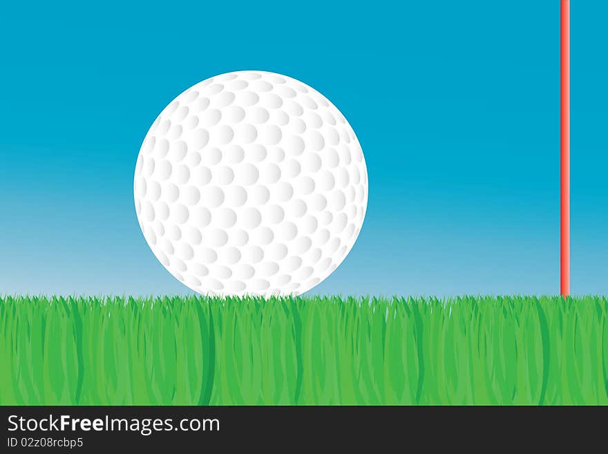 Illustration of a golf ball sitting in the grass.