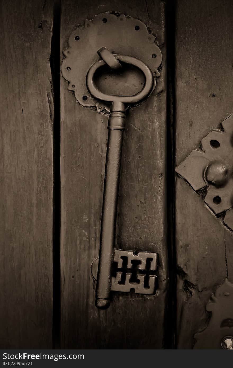 Key on door in Antigua Guatemala. Key on door in Antigua Guatemala