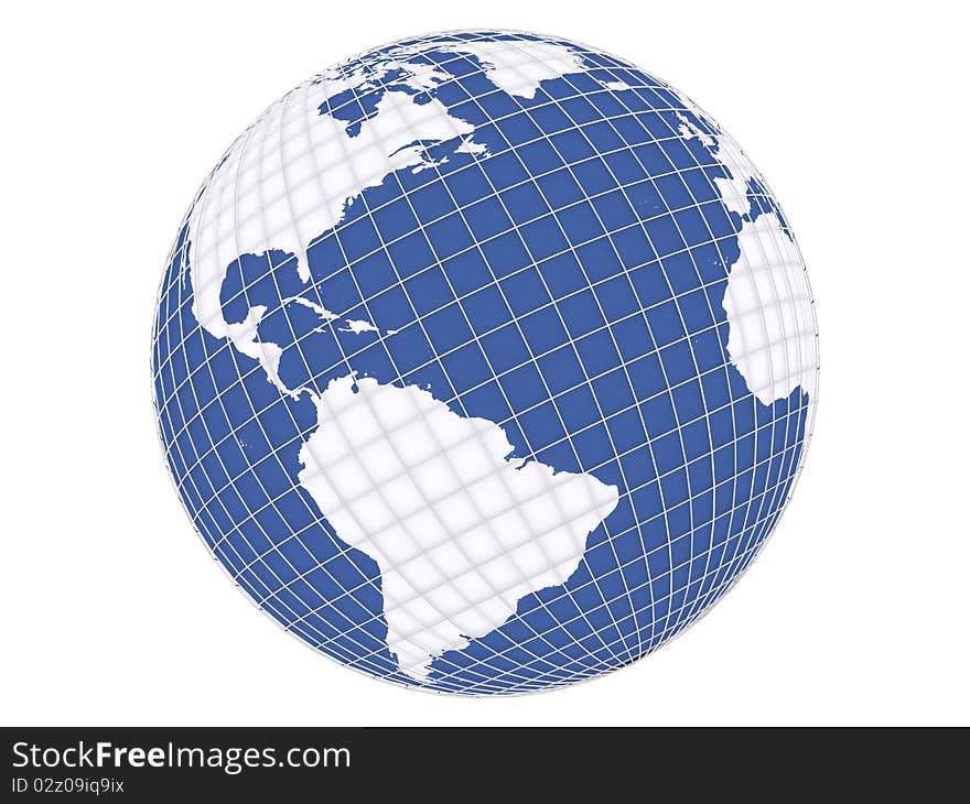 A modern caged globe concept isolated on white. A modern caged globe concept isolated on white