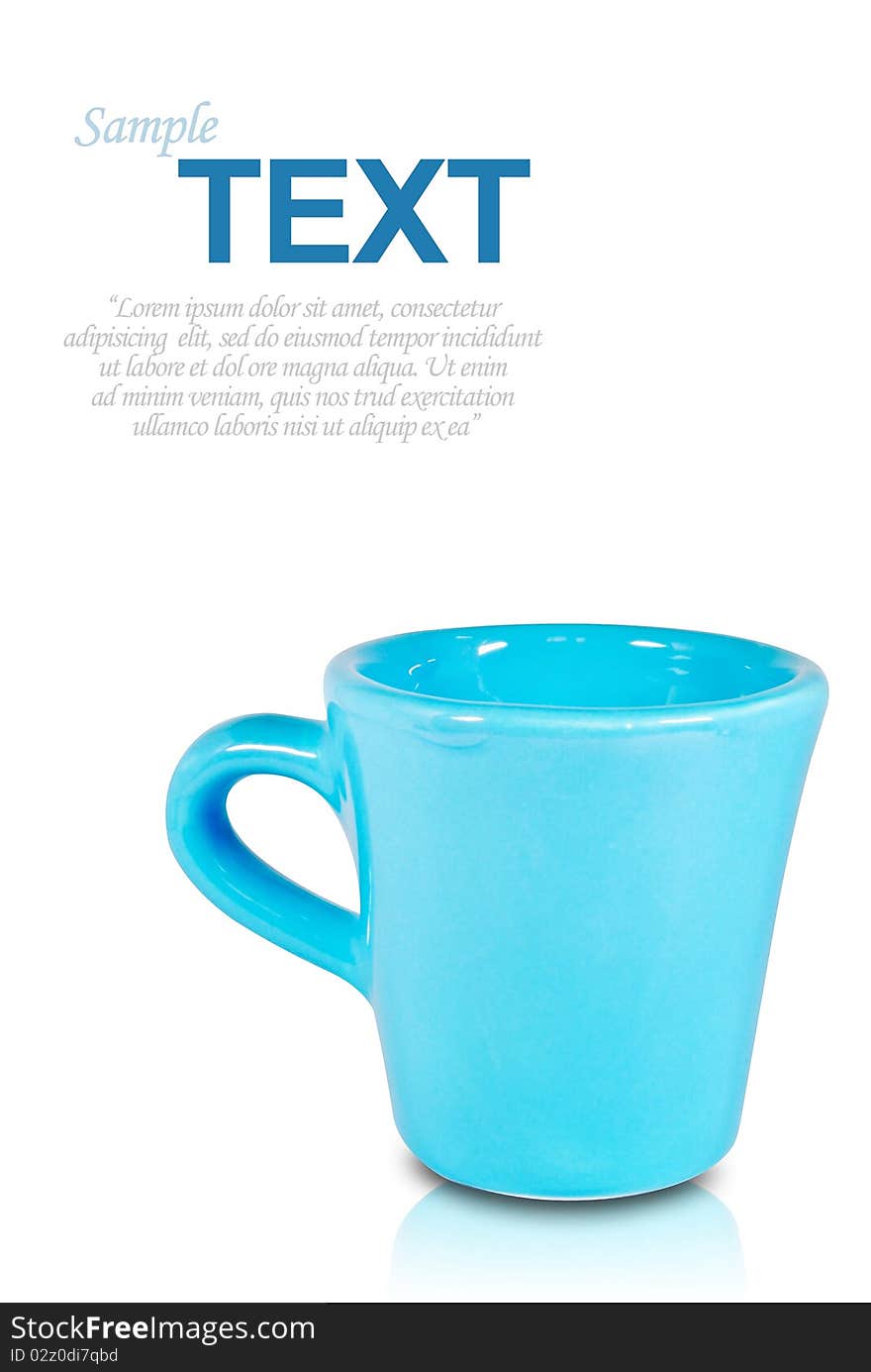 Blue coffee cup with copyspace isolated