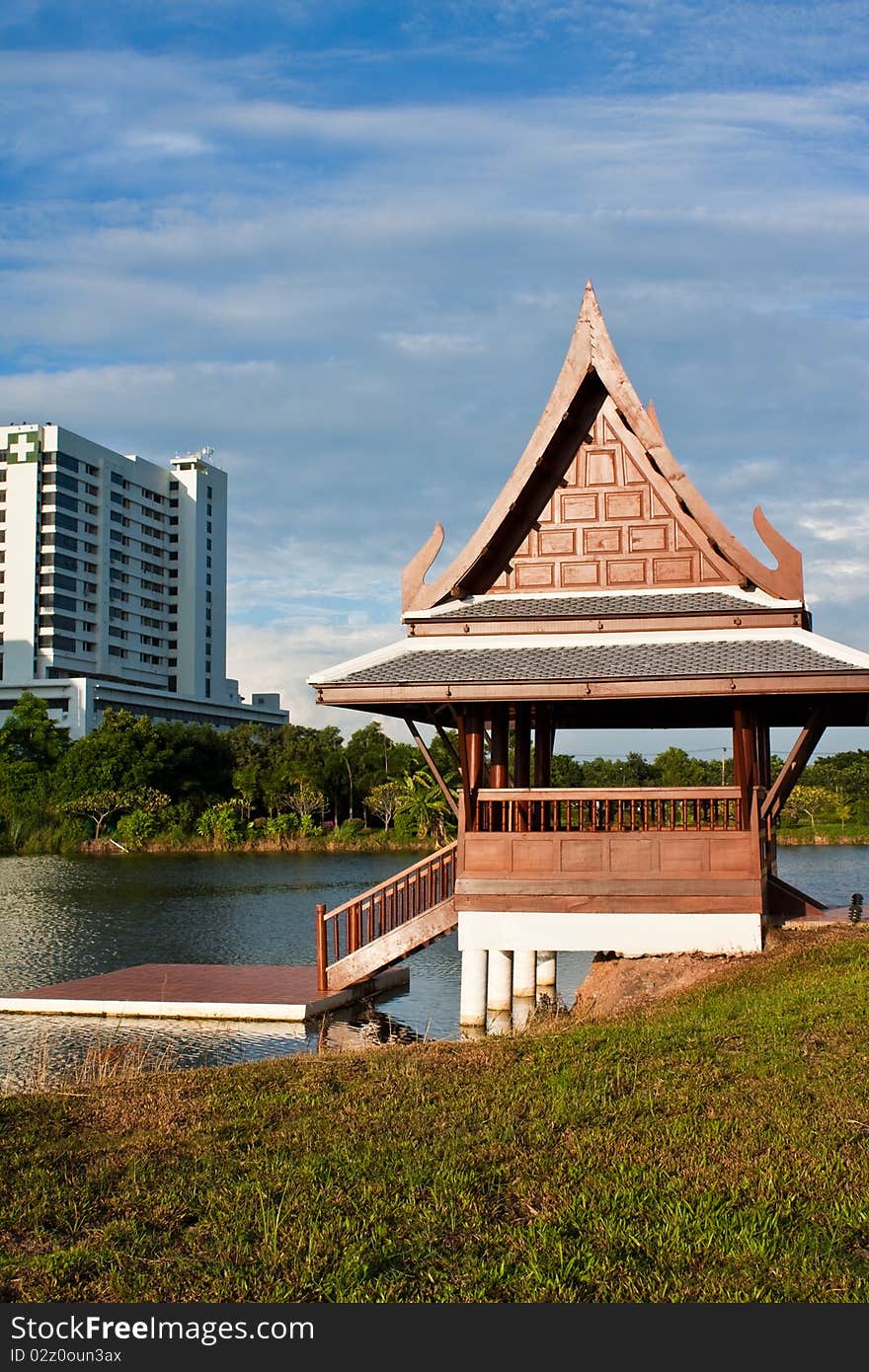 Pavillian near a lake in Thai village. Pavillian near a lake in Thai village