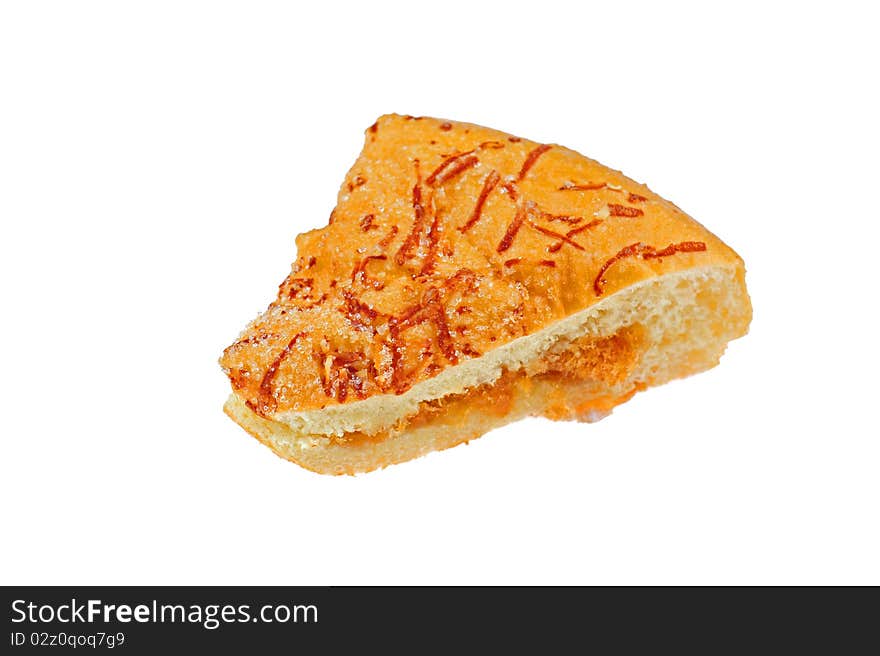 Meat bread on white background