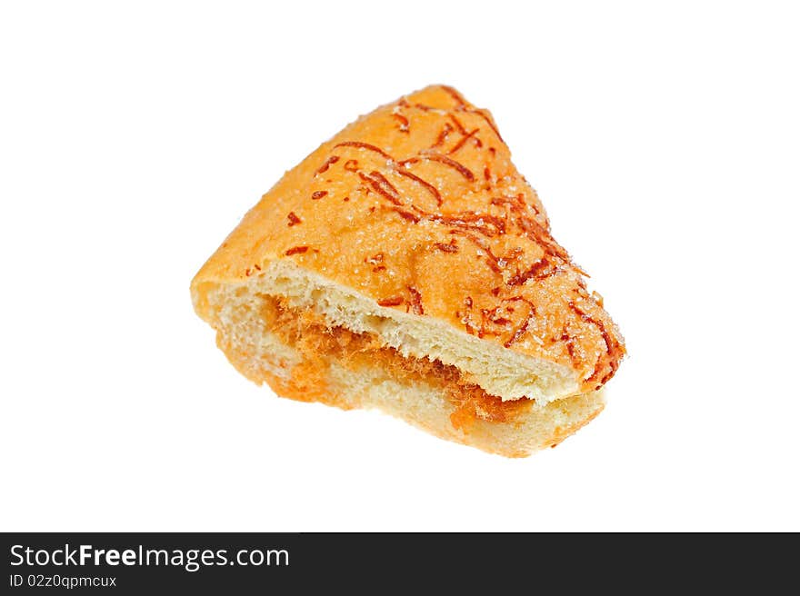 Meat bread on white background