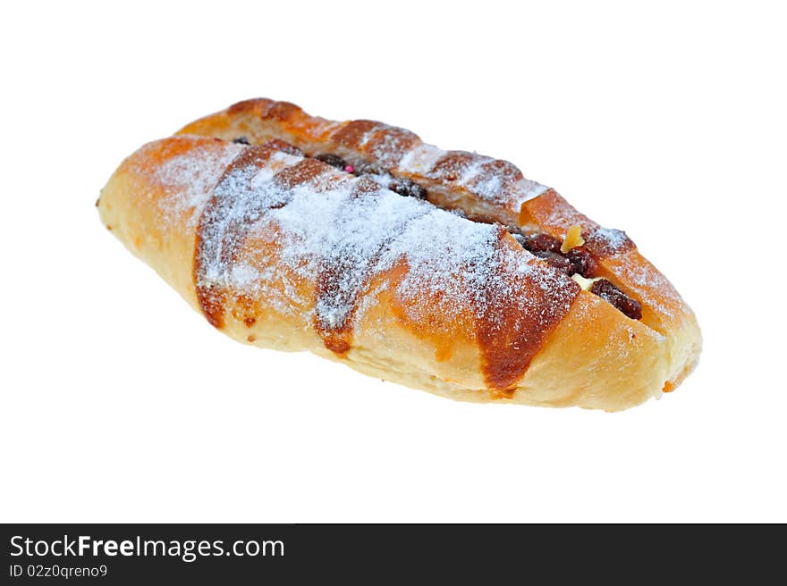 Chocolate bread on white background