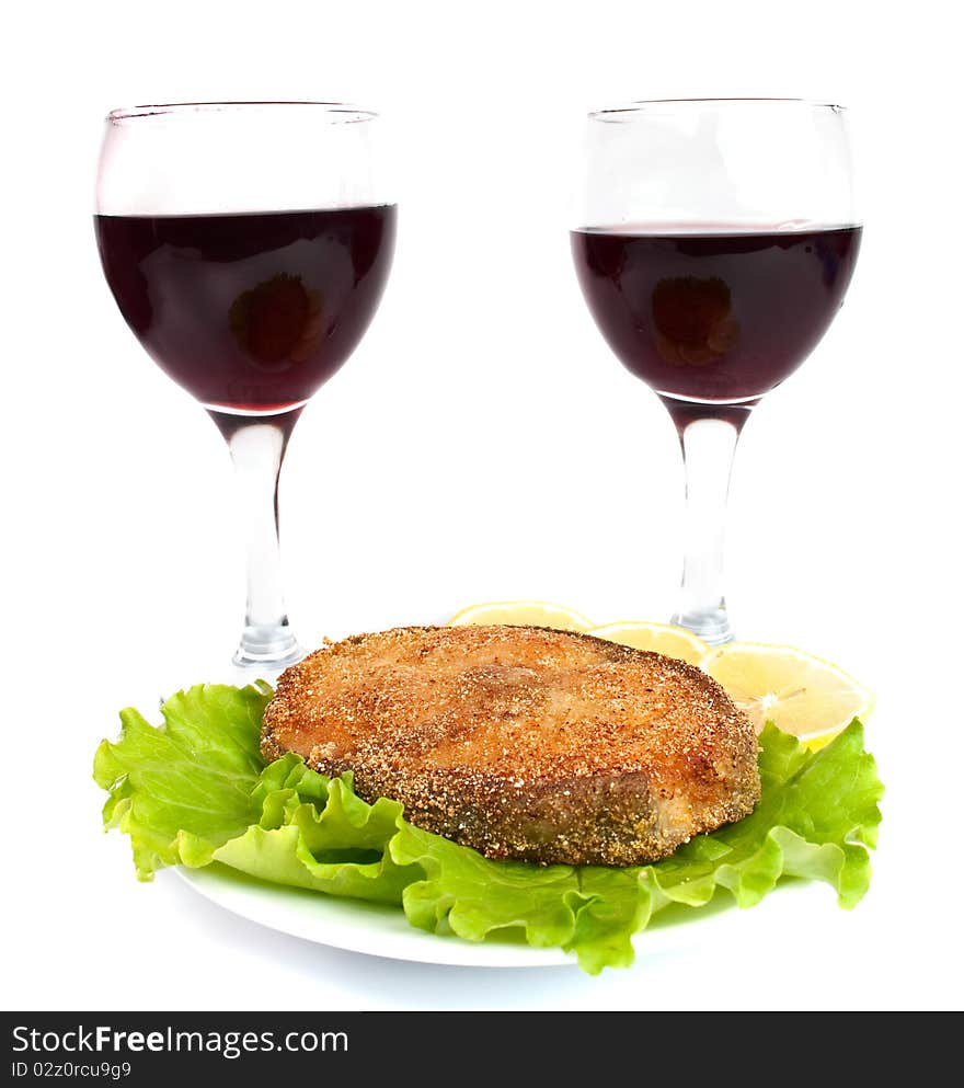 Grilled fish and a glass of wine