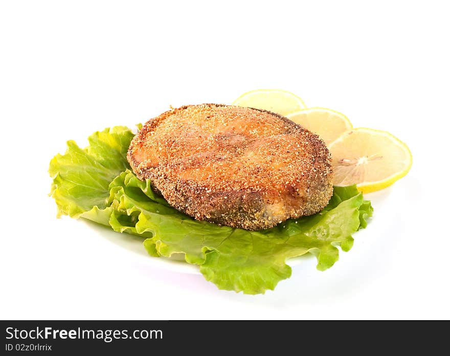 Grilled fish on a white background