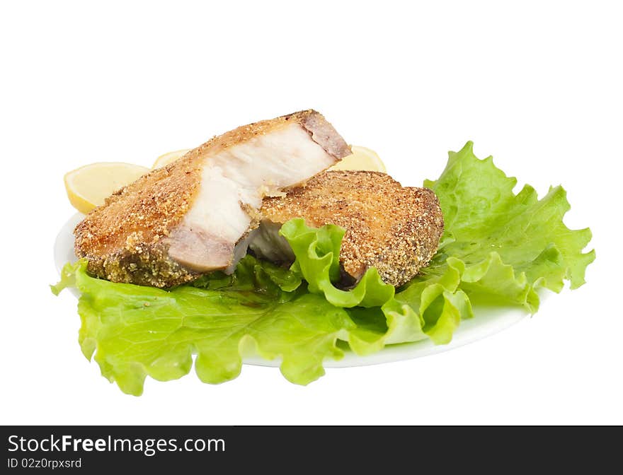 Grilled fish on a white background