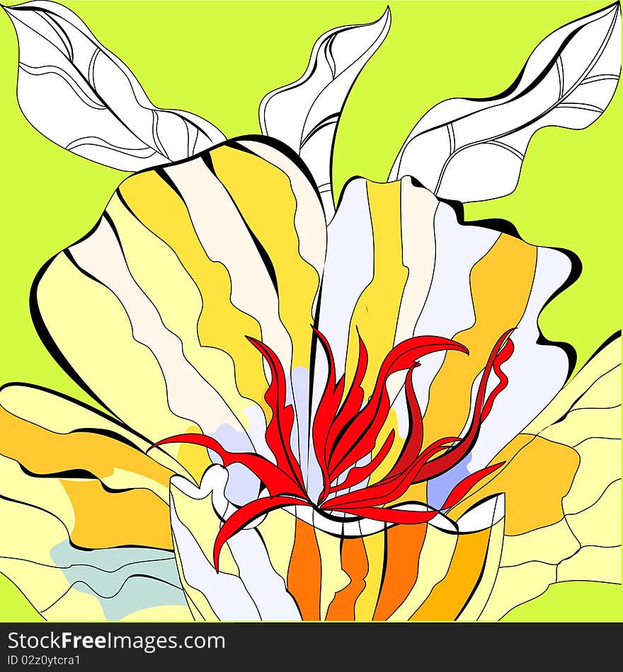 Colorful flower. Universal template for greeting card, web page, background