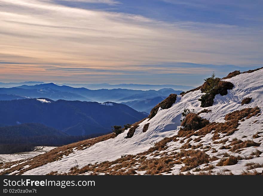 Autumn Evening In Mountains.