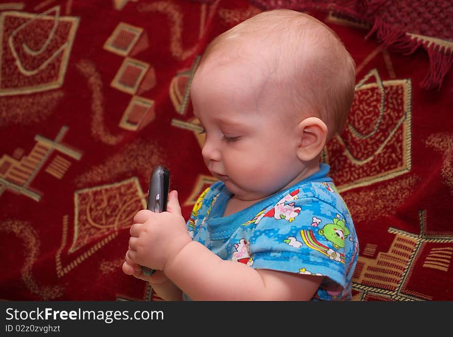 Little boy with mobile phone