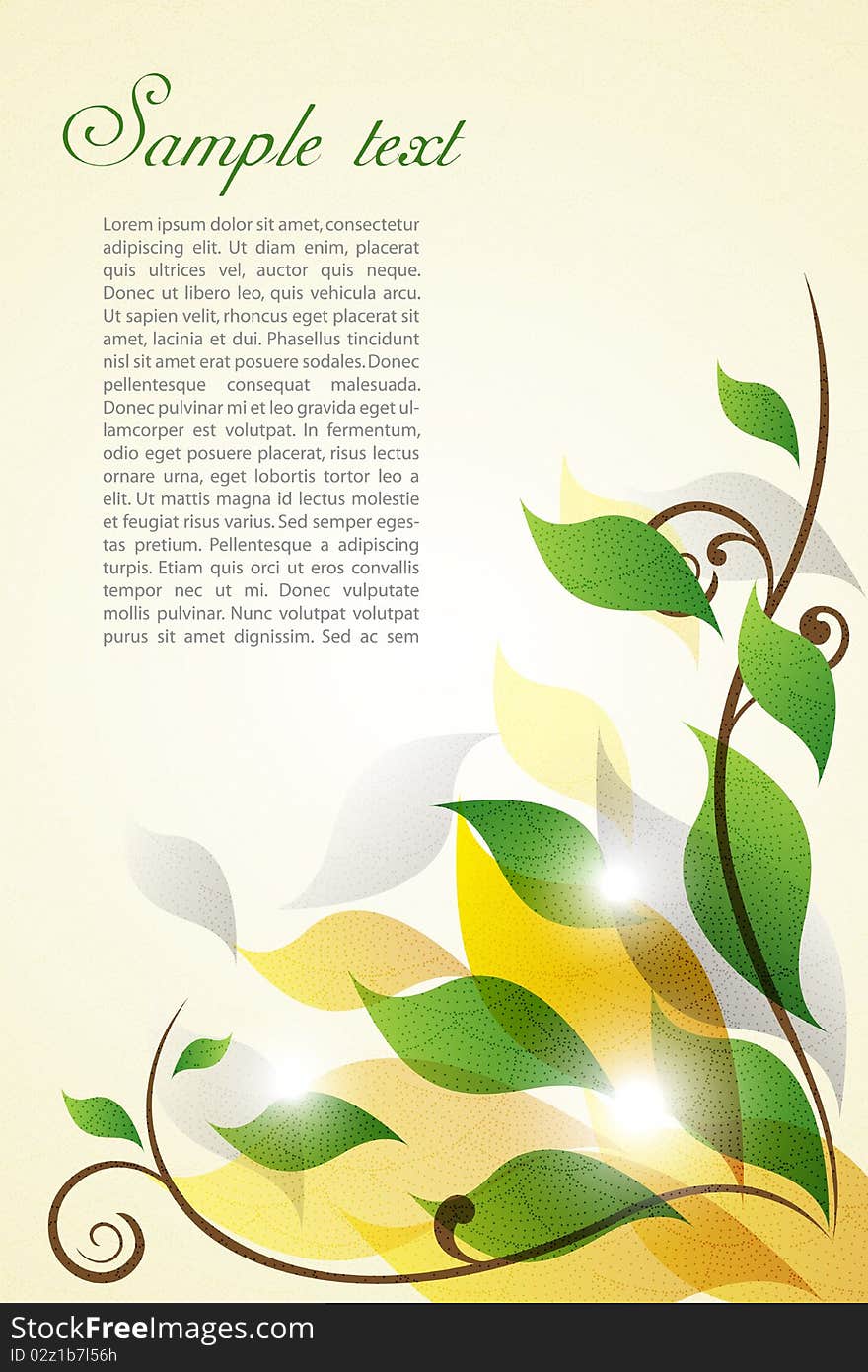 Illustration of floral background with sample text