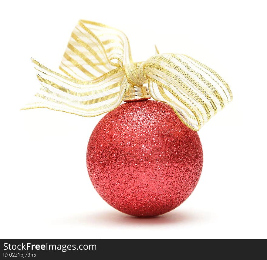 Red christmas decoration studio shot on white background. Red christmas decoration studio shot on white background