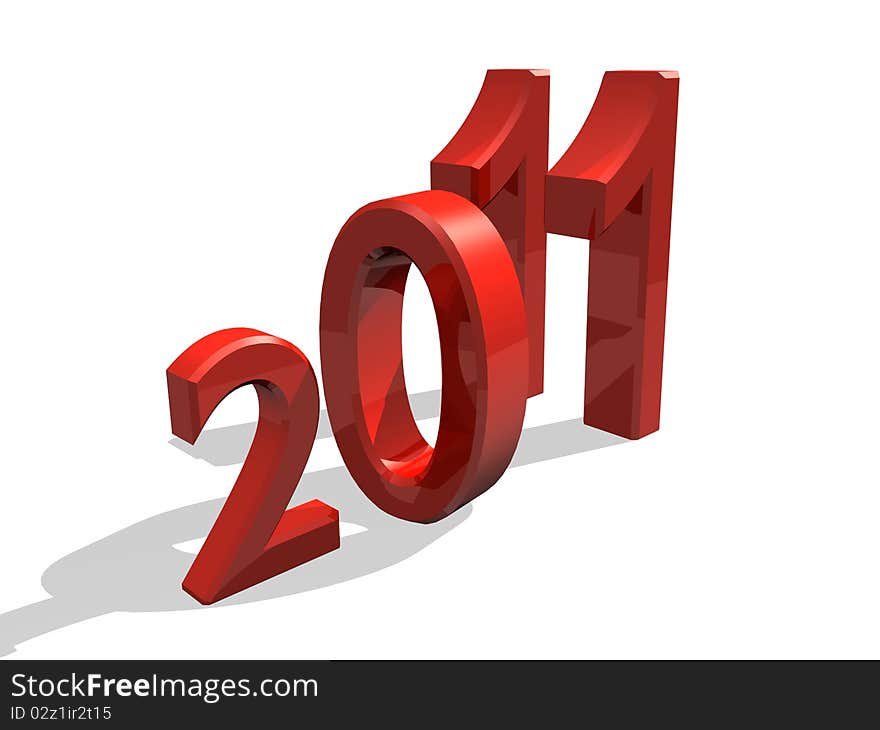 An illustrated background with a red 3D design of 2011 on a white background. An illustrated background with a red 3D design of 2011 on a white background