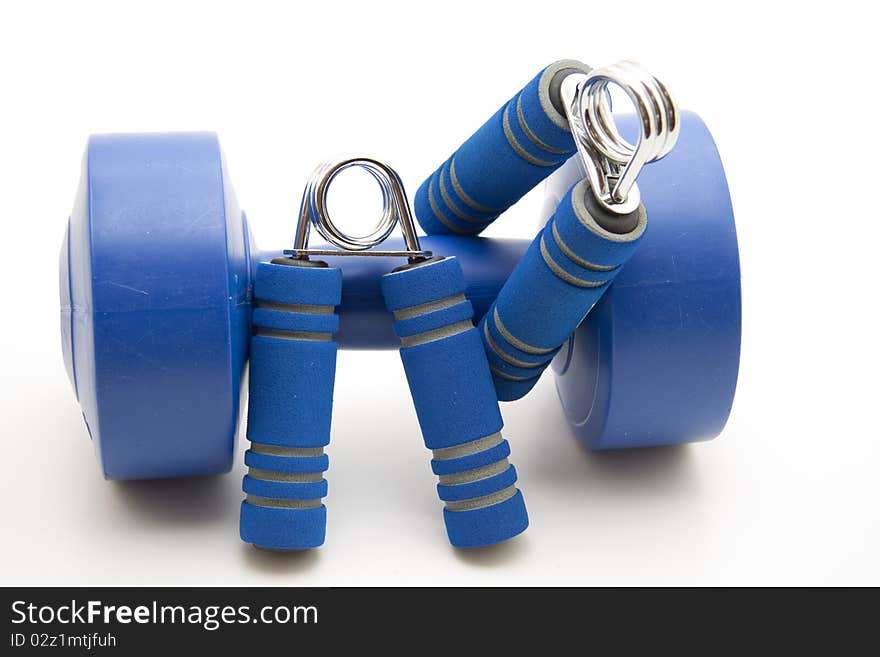 Finger dumbbells with blue grip