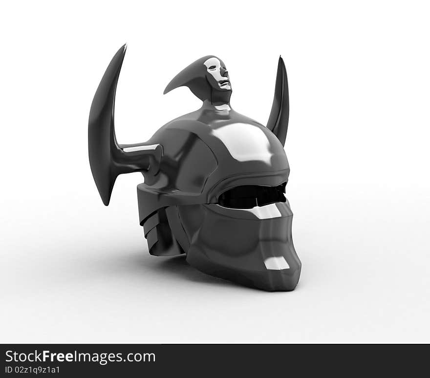 Dark medieval helmet (isometric view) isolated. Dark medieval helmet (isometric view) isolated