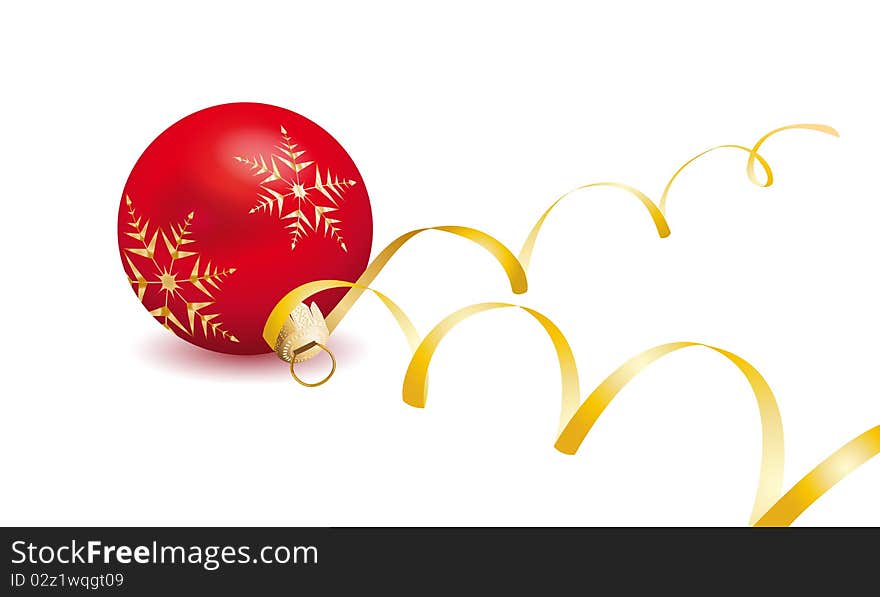 Red bauble with gold ribbon