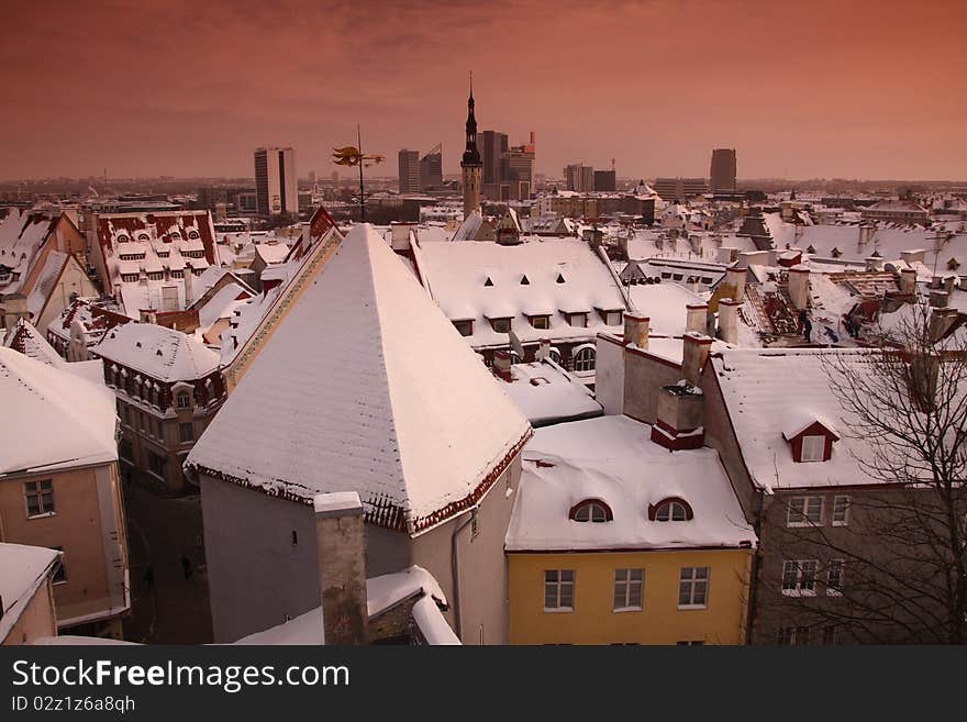 Beautiful City of Tallinn on a winter day