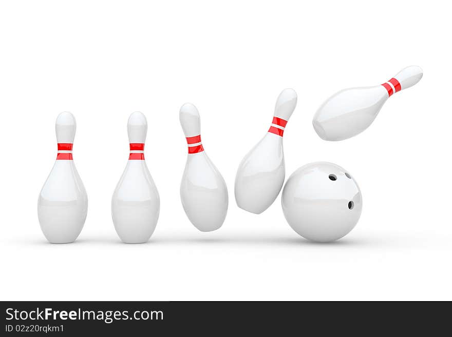 Bowling. 3D illustration on white background