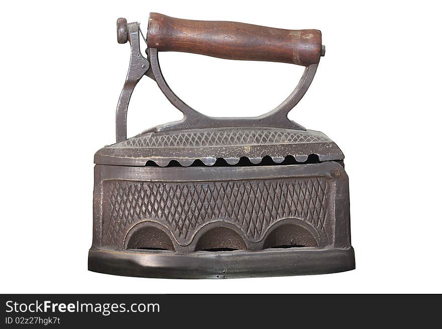 Old iron on a white background